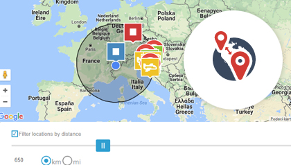 Filter locations by distance