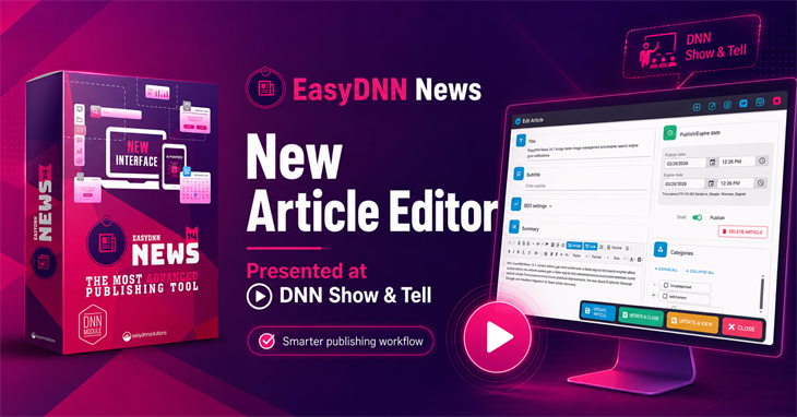 New EasyDNN News Article Editor Presented at DNN Show & Tell