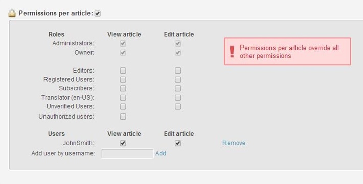 EasyDNNnews - Permissions per article