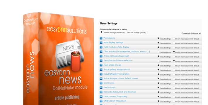 EasyDNNnews - setting up the module (default and custom settings)