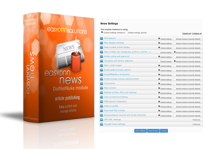 EasyDNNnews - setting up the module (default and custom settings)