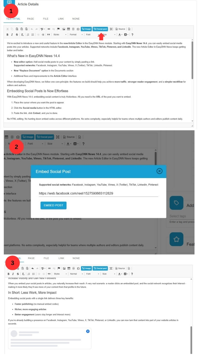 EasyDNN News 14.4 - Embed Social Media Posts into Your...